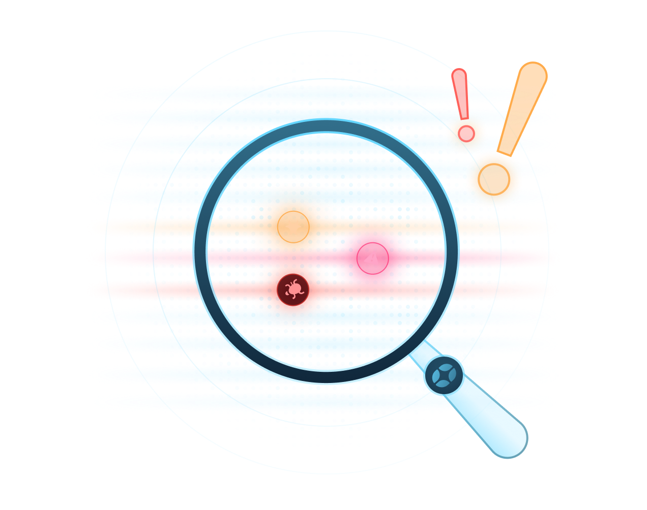 Hero section illustration for Total DNS Visibility. No Blind Spots. No Guesses.