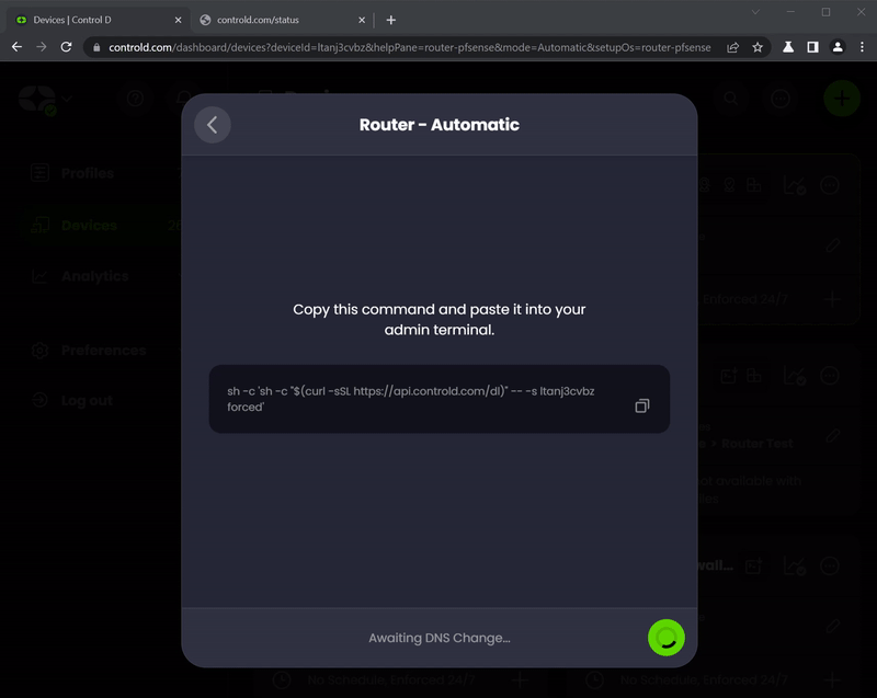 A gif showing the very simple steps involved in setting up Control D using pfSense