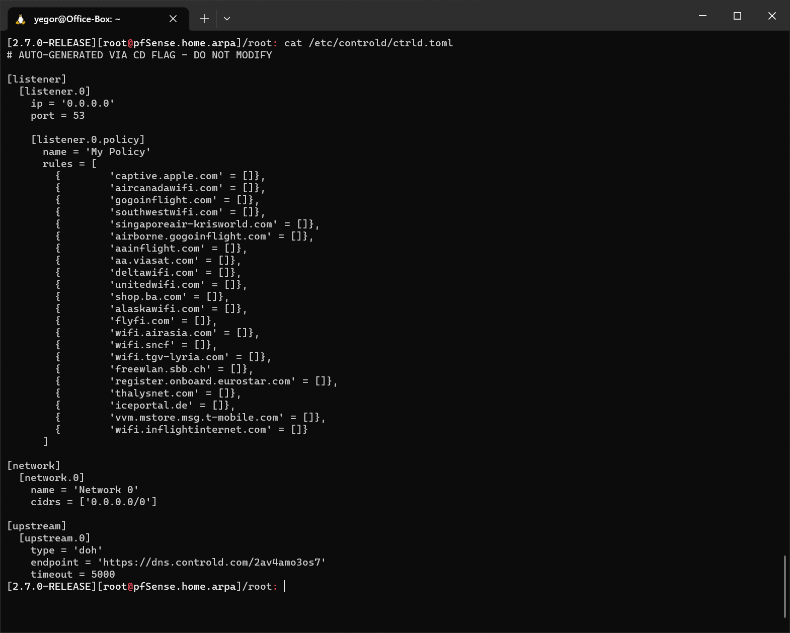 Screenshot showing the ctrld.toml basic configuration